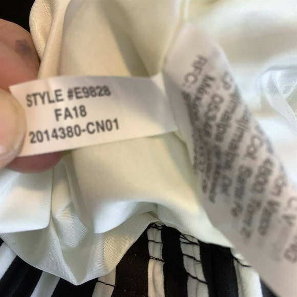 J Crew Women's Size 6 Striped Pleated Skirt Pockets Knee Length Black/White - Picture 6 of 7